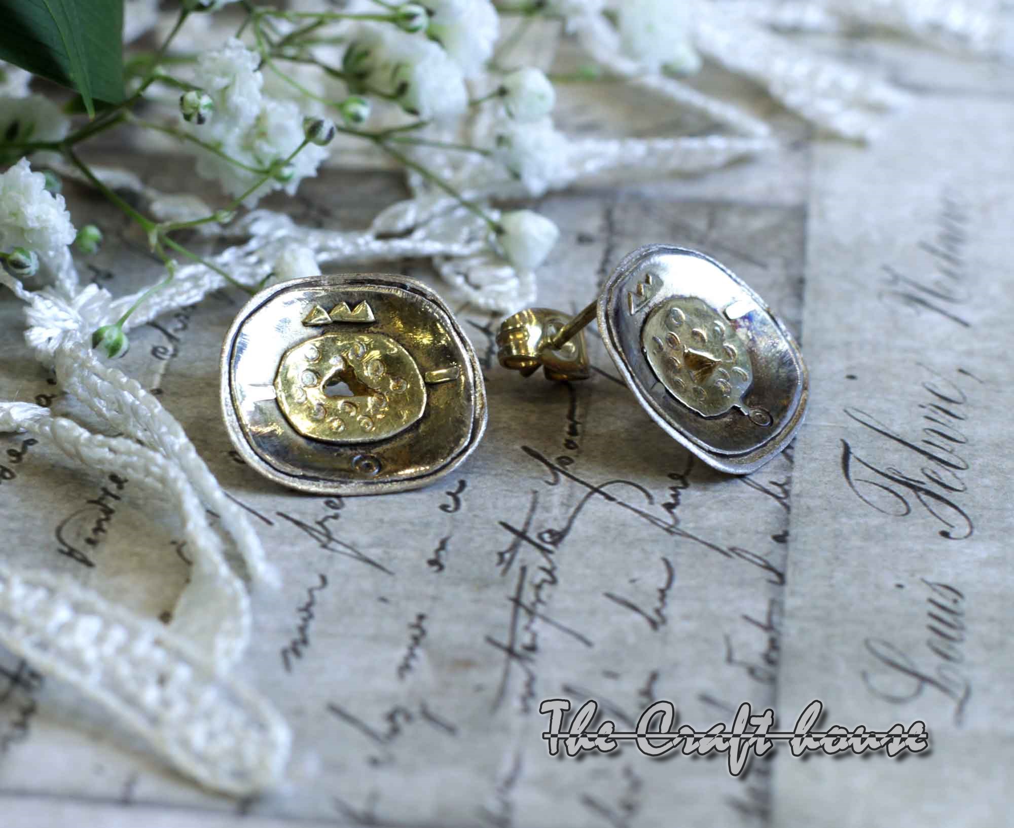 Silver earrings with gold-plating