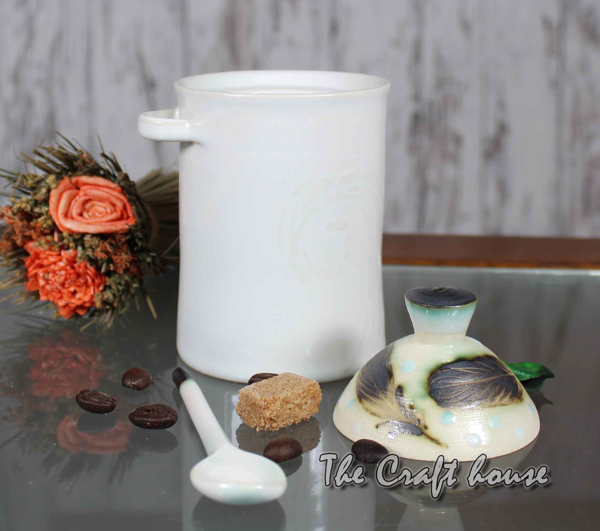 Ceramic sugar bowl 'Feathers'