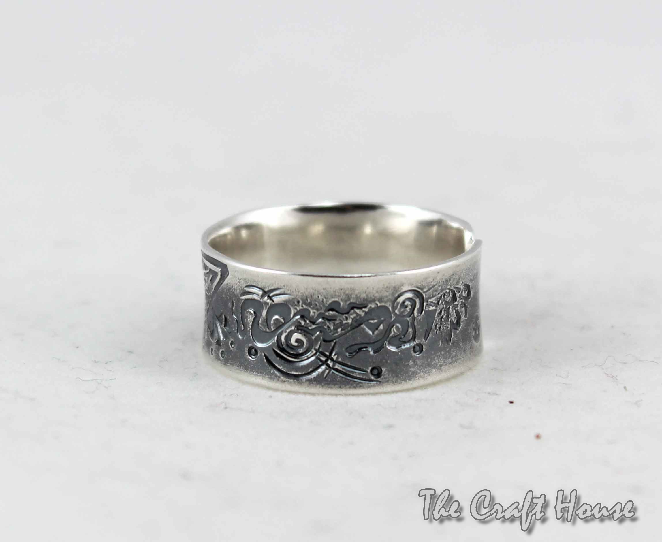 Silver ring with engraving