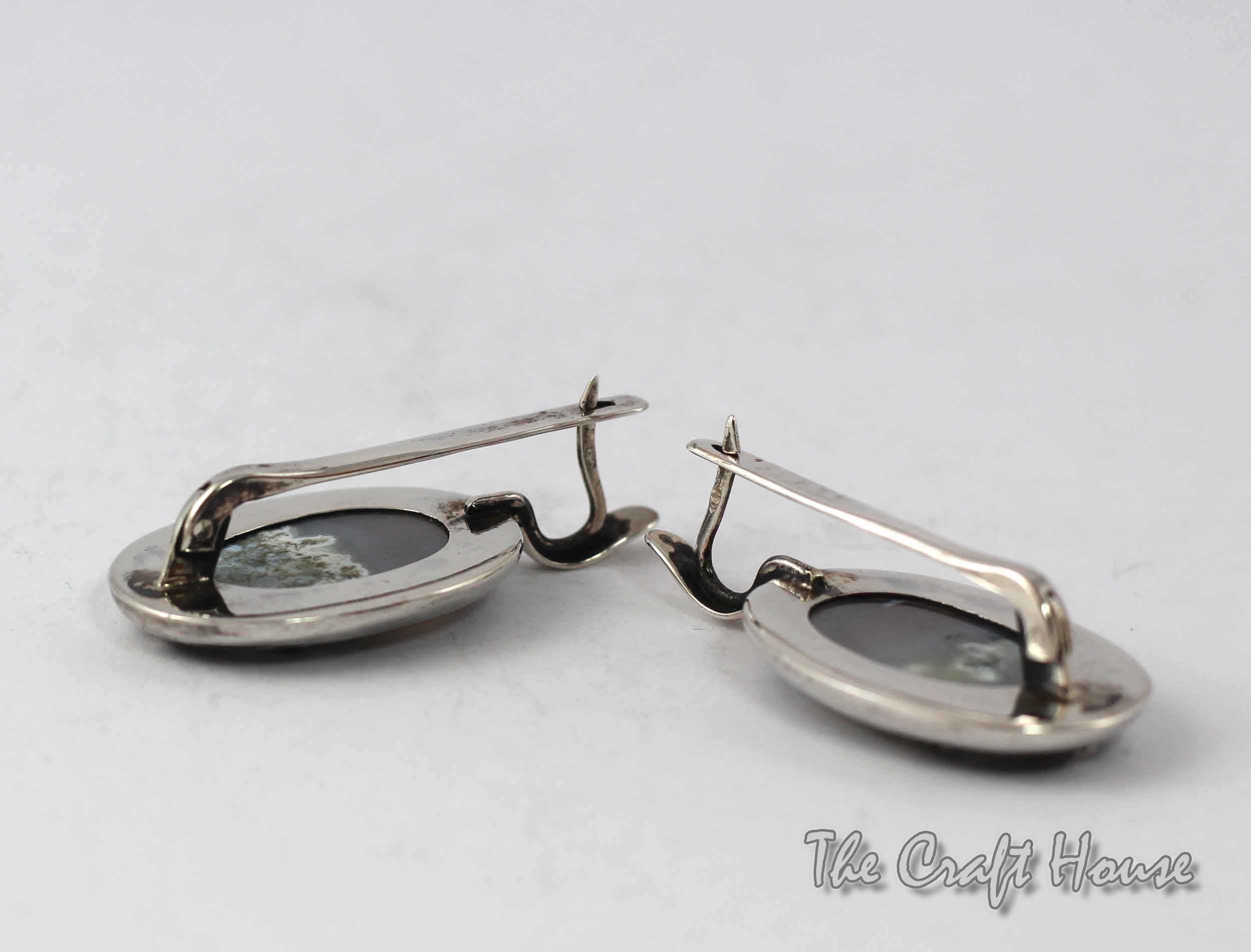Silver earrings with Landscape Agate