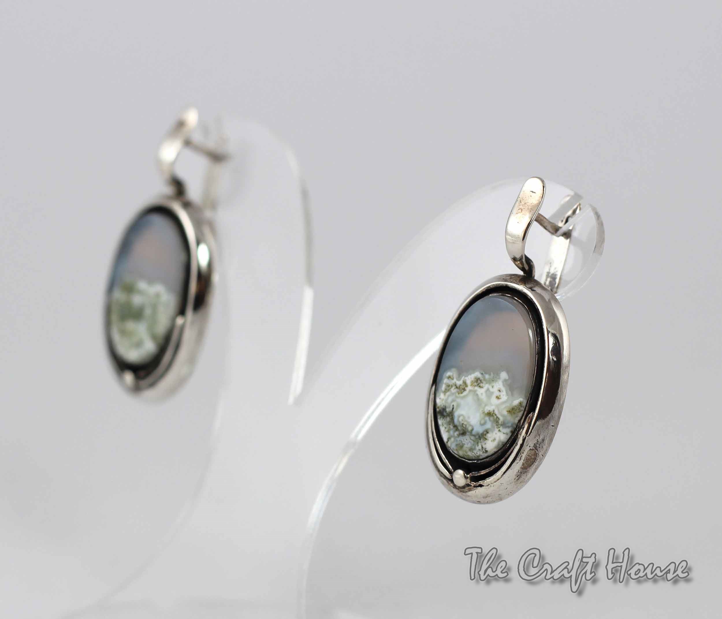 Silver earrings with Landscape Agate