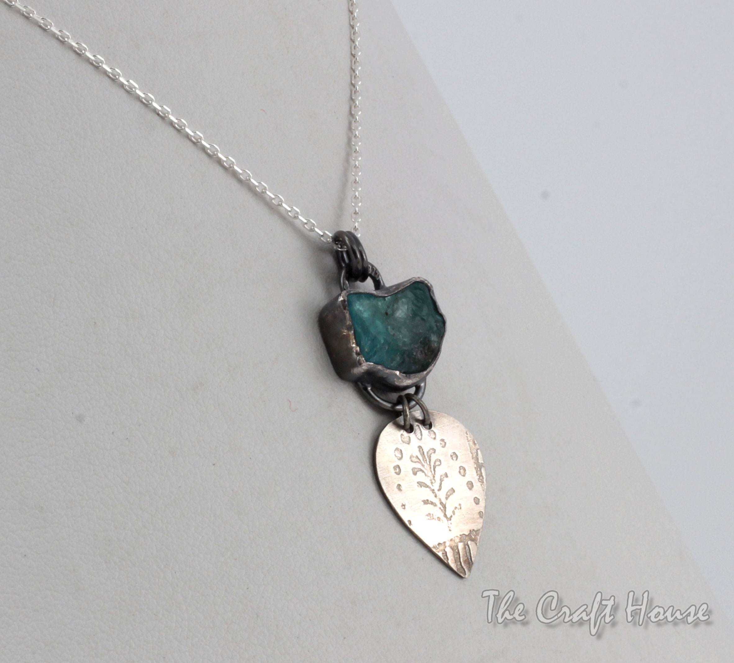 Silver necklace with Aquamarine
