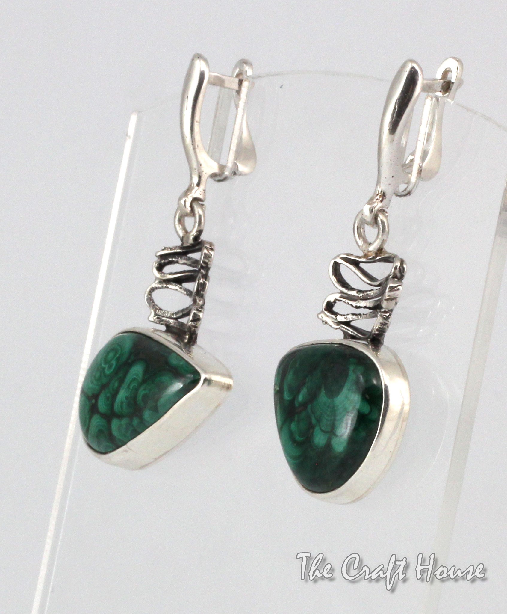 Silver earrings with Malachite - 100.21 € (196 lv)