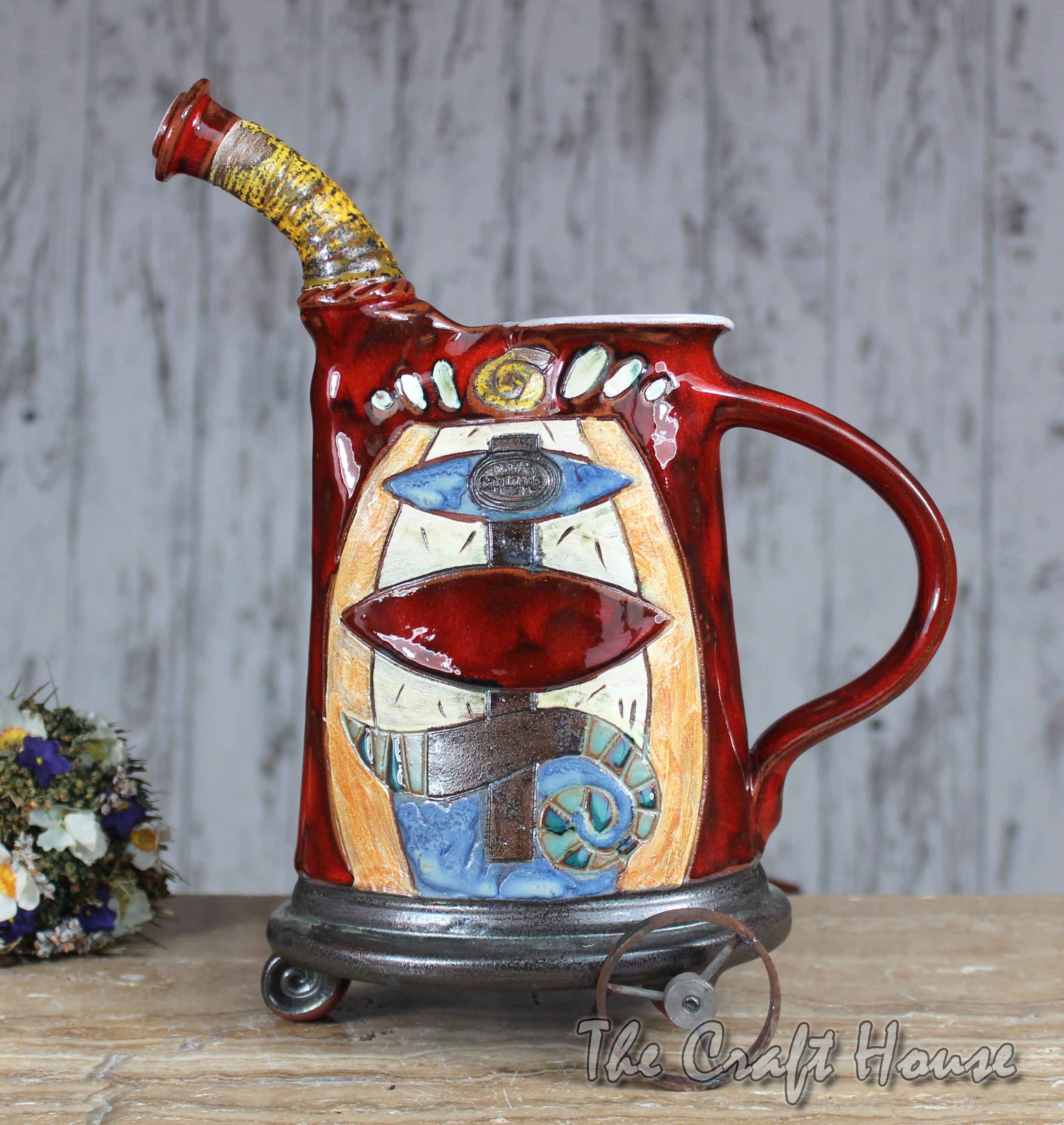 Wine jug with wheels