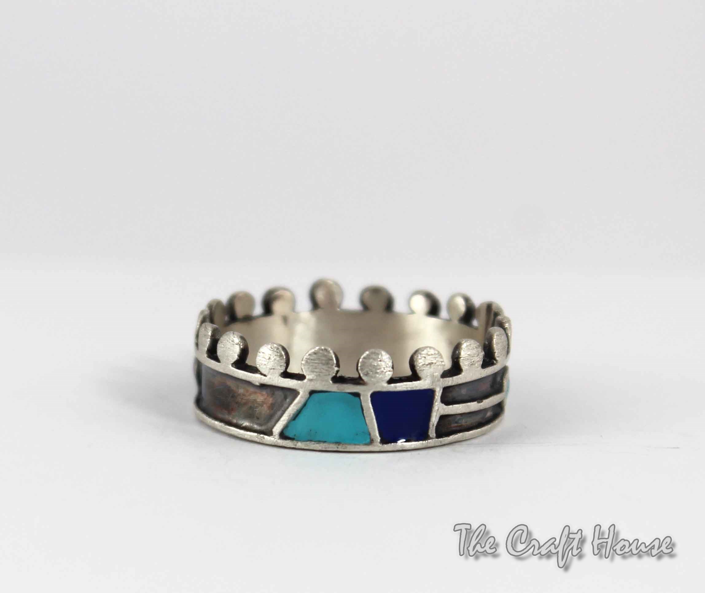 Silver ring with blue enamel