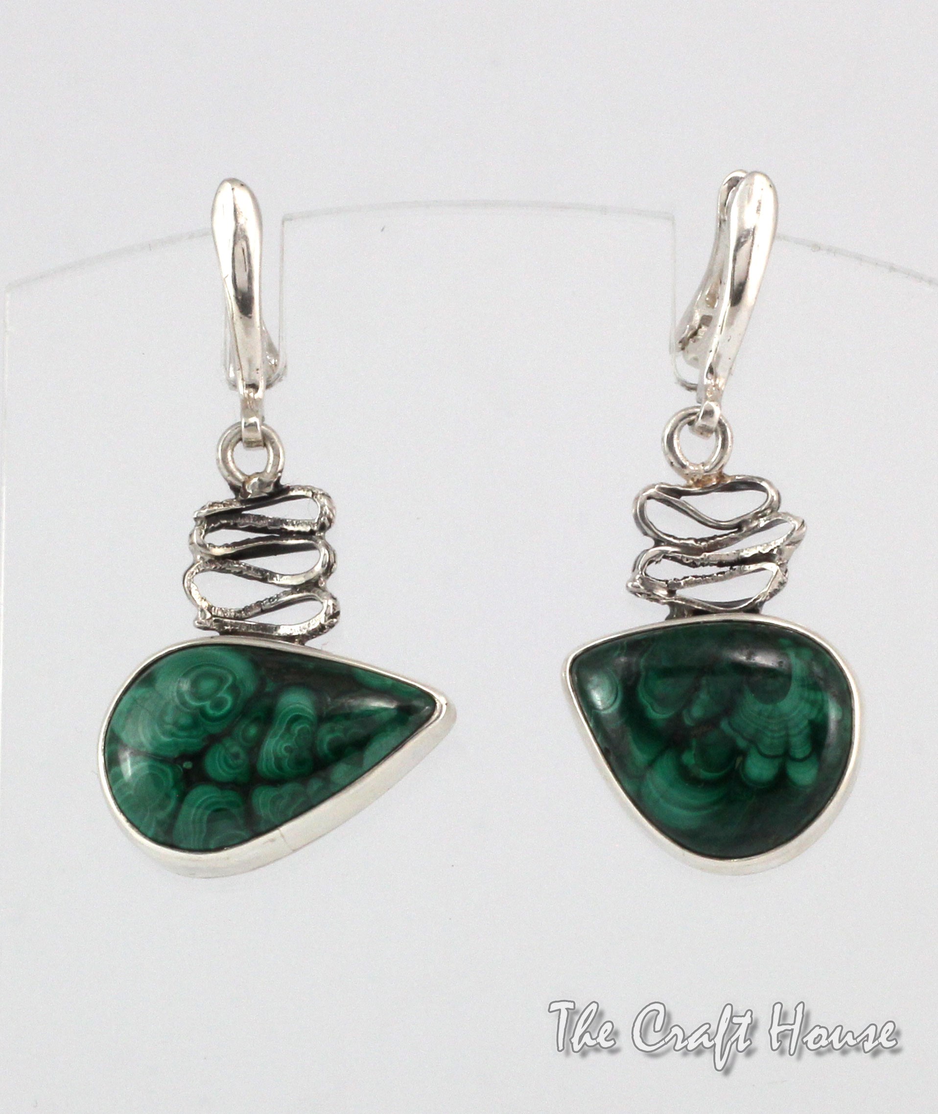 Silver earrings with Malachite - 100.21 € (196 lv)