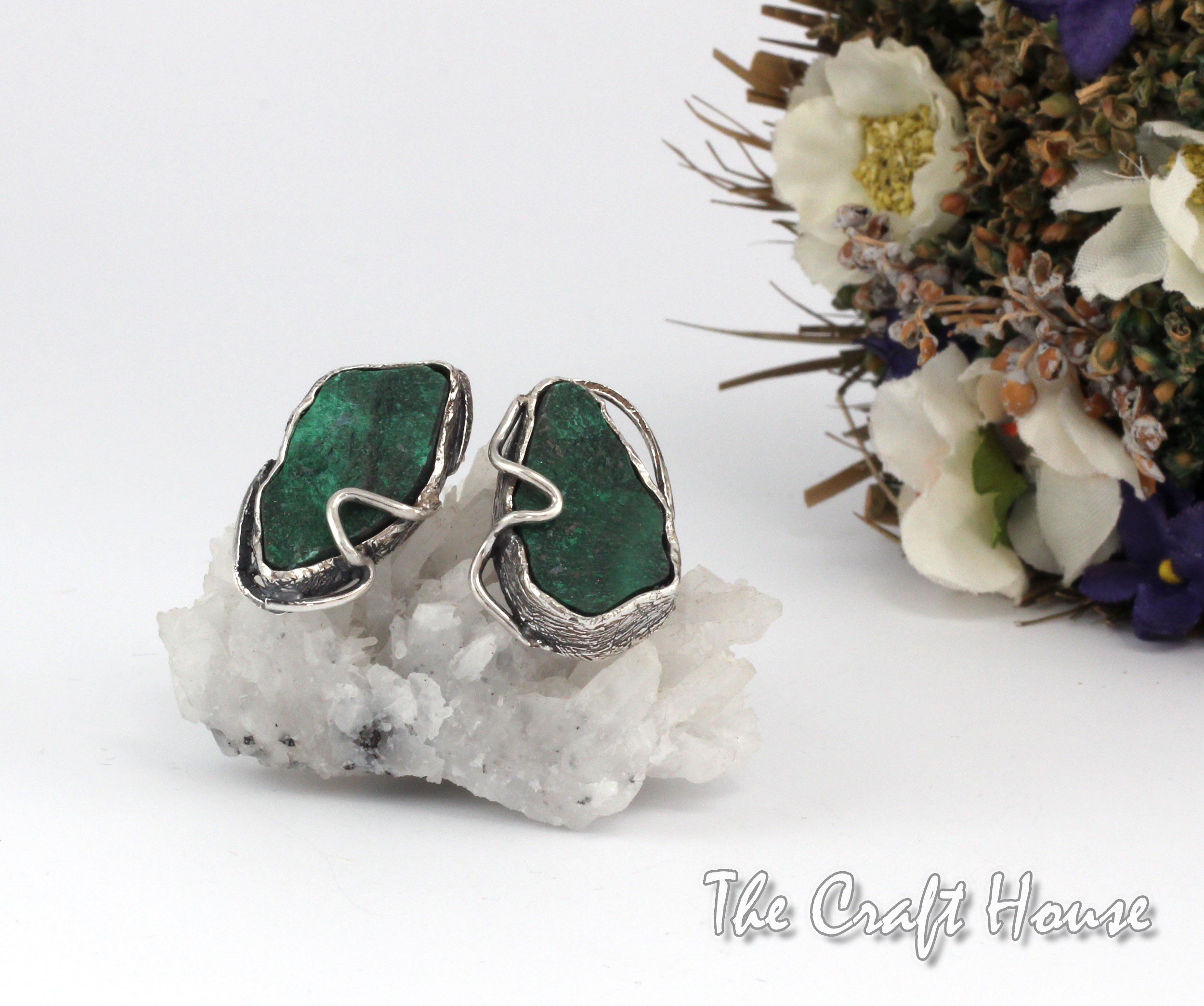 Silver earrings with Malachite - 109.93 € (215 lv)