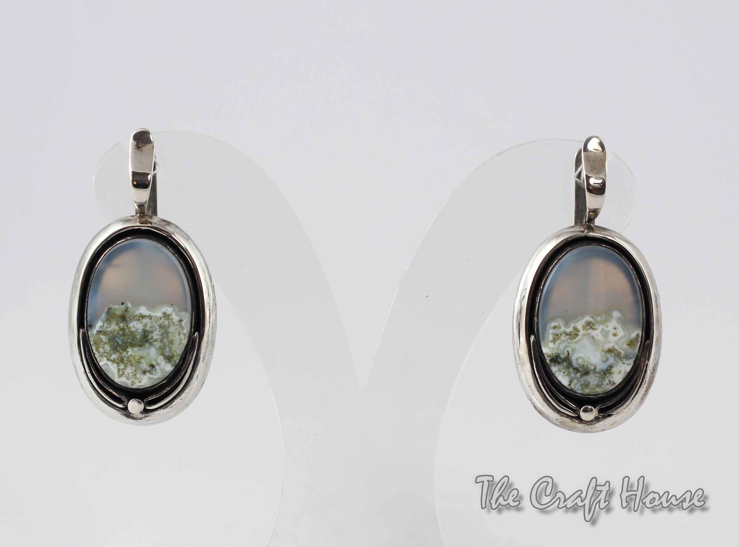 Silver earrings with Landscape Agate