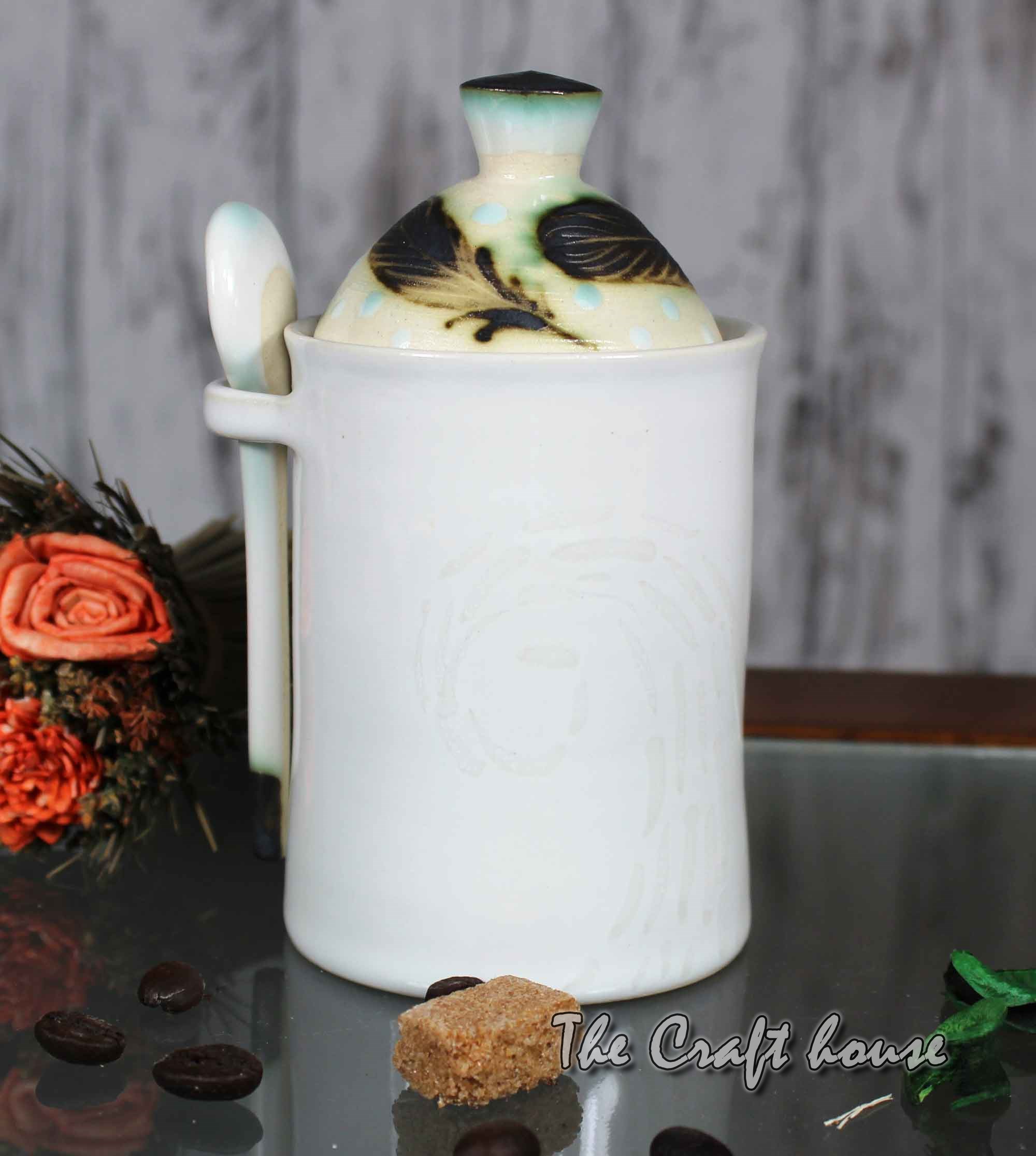 Ceramic sugar bowl 'Feathers'