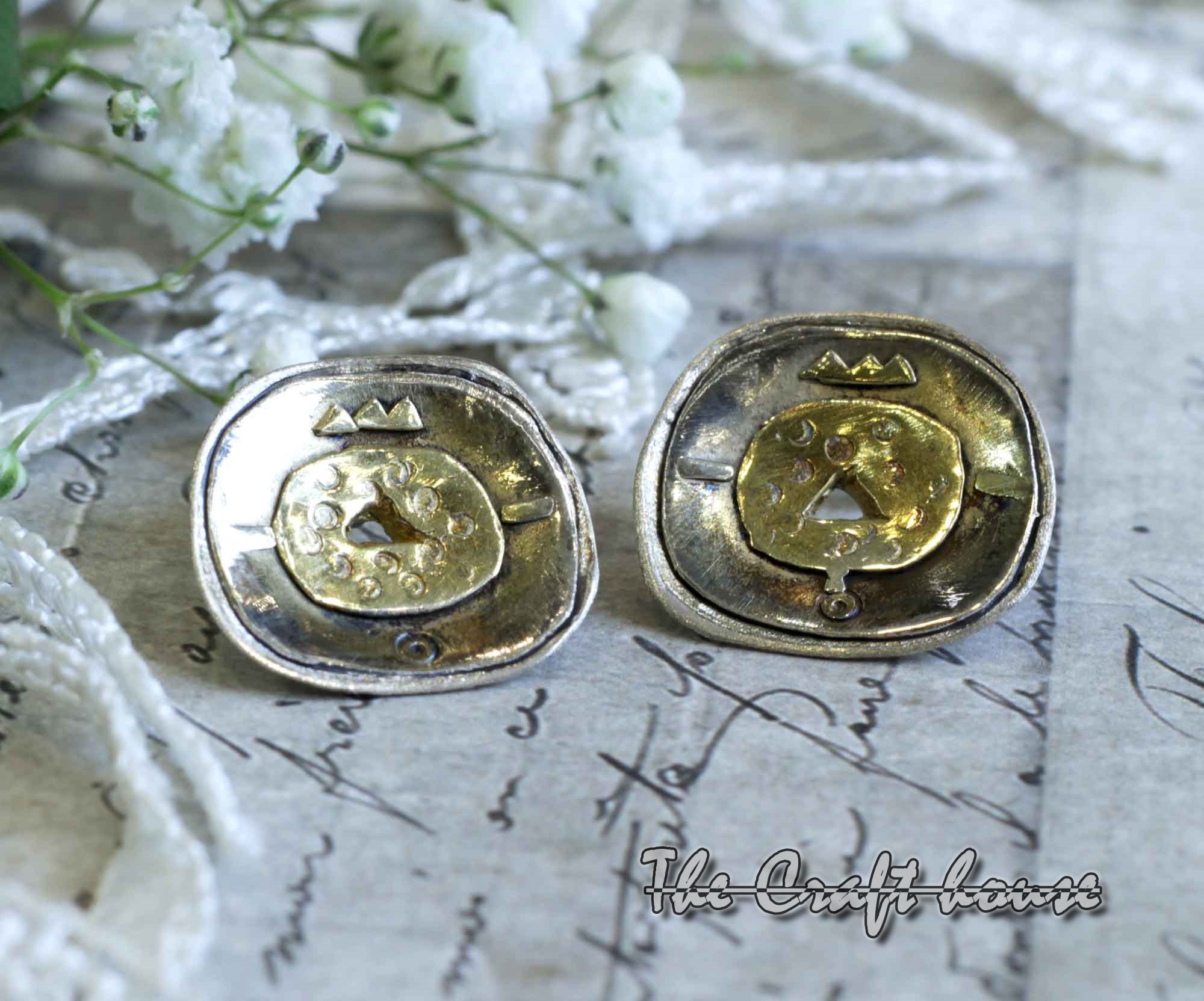Silver earrings with gold-plating