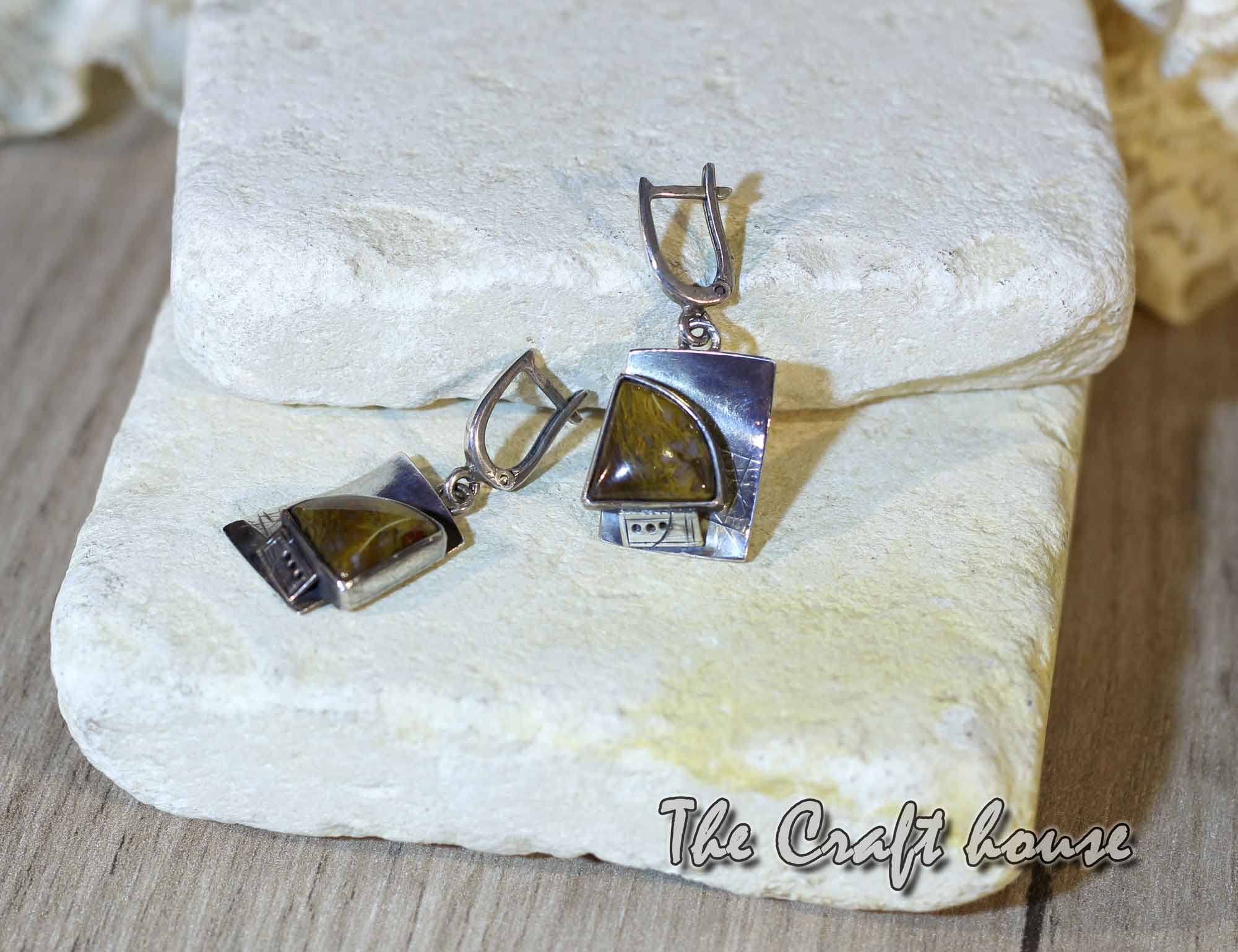 Earrings with Moss Agate